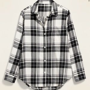 Old Navy Black & White Plaid Flannel (Long Sleeve)